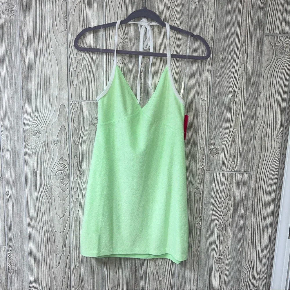 Y2K Xhilaration Junior Girls Neon Green Terry Halter Cover Up Dress size small
